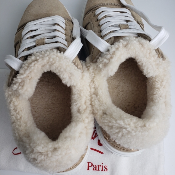Christian Louboutin Suede Shearling Sneaker Vieirissima Leather NEW 38 / 8 - Picture 15 of 17